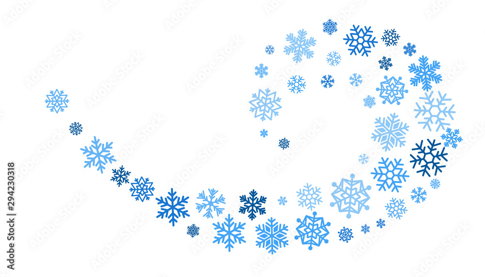 Christmas decoration. Swirl line from snowflakes. Winter holiday design element.
