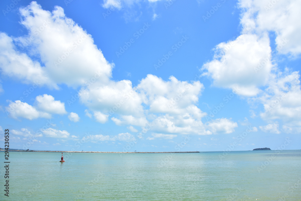 The sea the morning amidst the clouds and the sky is beautiful quiet atmosphere feeling lonely The sea the morning amidst the clouds and the sky is beautiful quiet atmosphere feeling lonely