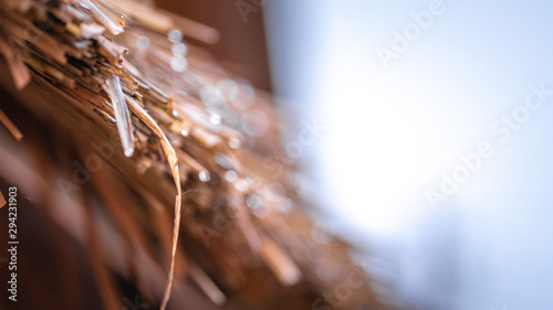 Raining Drop On Thatched Grass Roof photo