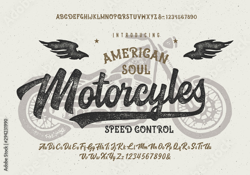 Vintage Brush Font With Textured Gothic Alphabet. Retro Typeface. Vector Illustration.