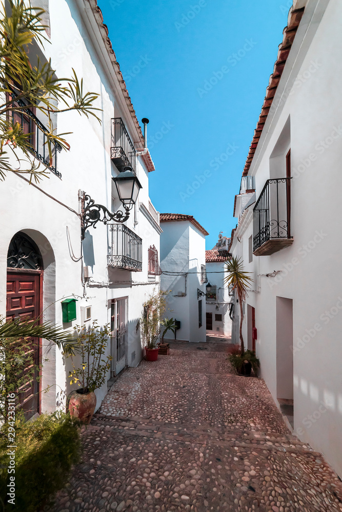 Friendly white houses in a Spanish resort - Altea, Spain, Apr.2019