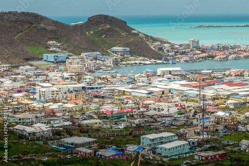 Damage cause by hurricane irma to buildings and homes on st.maarten