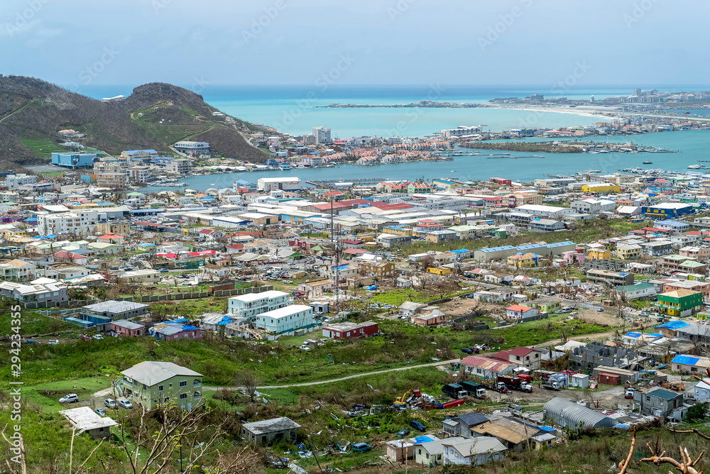 Damage cause by hurricane irma to buildings and homes on st.maarten