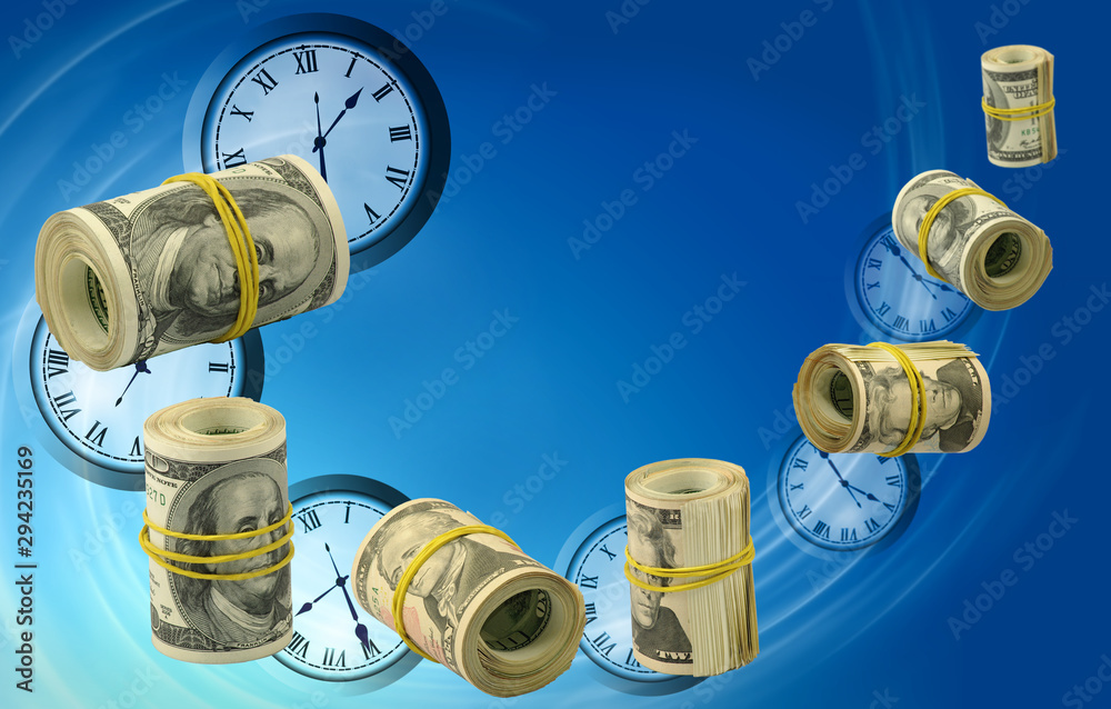 abstract image of a whirlwind of money and watches