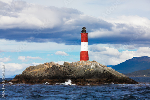 Les Eclaireurs Lighthouse (Lighthouse at the End of the World) in the Beagle channel, Ushuaia, Tierra del Fuego, Argentina
