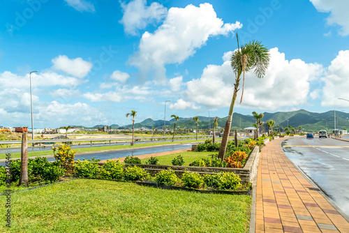 Slika na platnu Beautiful view of vacant airport parking lot preparing for rebuilding after Irma hurricane damage it on st