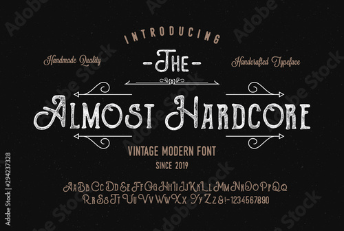 Original Handmade Textured Font Duo. Retro Typeface. Vector Illustration.