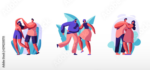 Young People Dancing on Disco Party. Men and Women in Fashioned Clothing Celebrating Holiday, Spending Time Together Moving to Music Rhythm Happy Leisure and Sparetime Cartoon Flat Vector Illustration