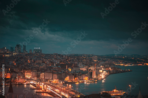 General view from Istanbul during twilight with trendy colors