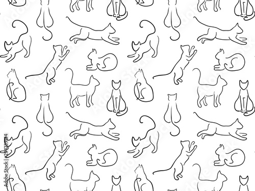 Photo Cats hand drawn in line art style