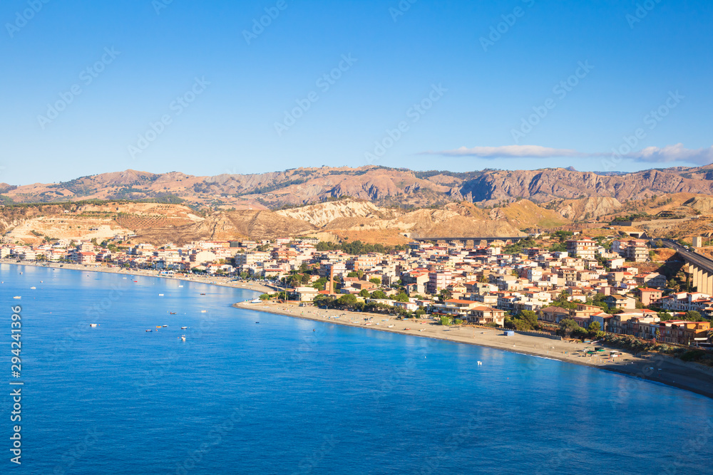 Panoramic coastline of Bova Marina in Calabria