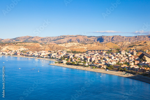 Panoramic coastline of Bova Marina in Calabria