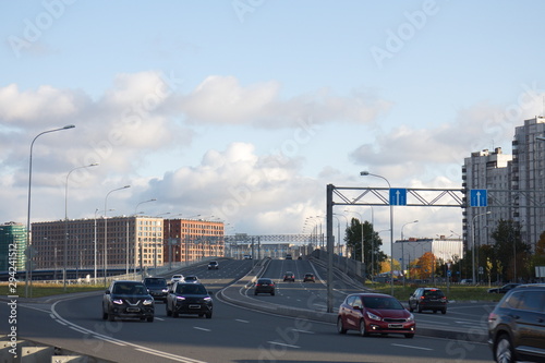 Freeway by the river on a sunny day