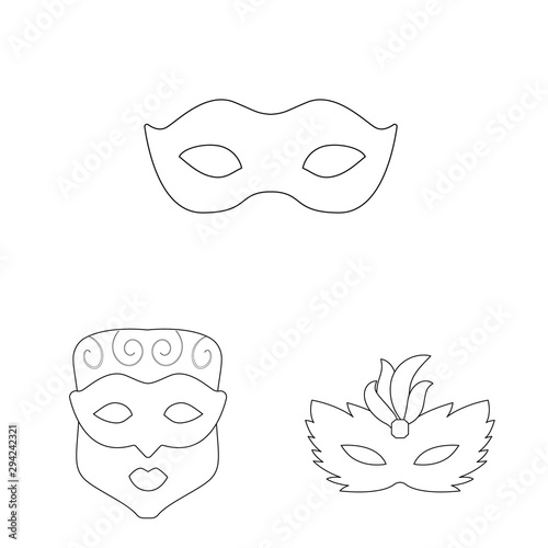 Vector illustration of masquerade and mystery icon. Set of masquerade and festival stock vector illustration.