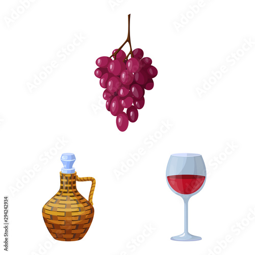 Isolated object of grape and winery icon. Collection of grape and manufacturing stock vector illustration.