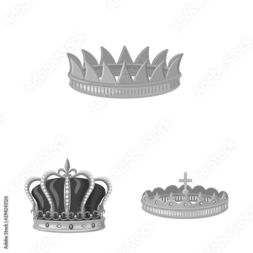 Isolated object of jewel and vip sign. Collection of jewel and nobility stock vector illustration.