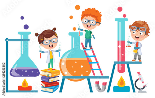 Little Students Doing Chemical Experiment