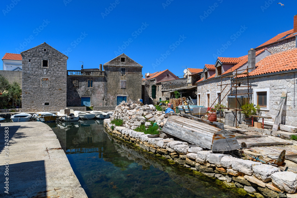 old wooden boat in the port of Betina, Croatia