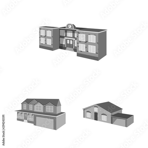 Vector illustration of architecture and estate sign. Set of architecture and housing vector icon for stock.