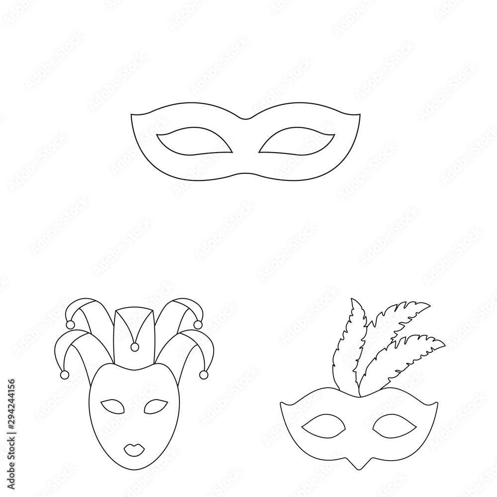 Vector illustration of masquerade and mystery logo. Collection of masquerade and festival stock symbol for web. Vector illustration of masquerade and mystery logo. Collection of masquerade and festival stock symbol for web.