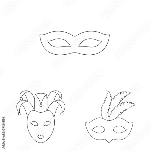 Vector illustration of masquerade and mystery logo. Collection of masquerade and festival stock symbol for web.