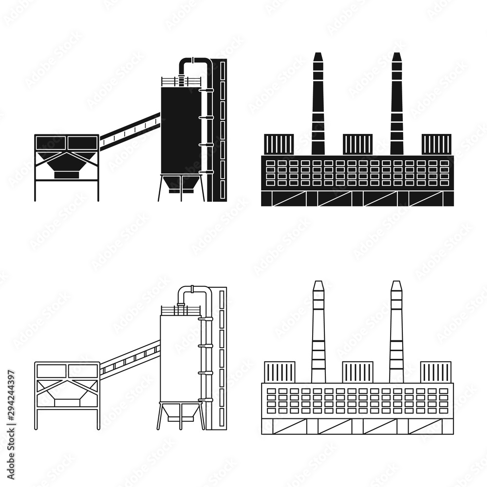 Isolated object of production and structure logo. Collection of production and technology stock vector illustration.