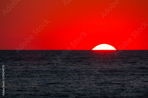 Ionian sea   red sunset  Salento  Italy