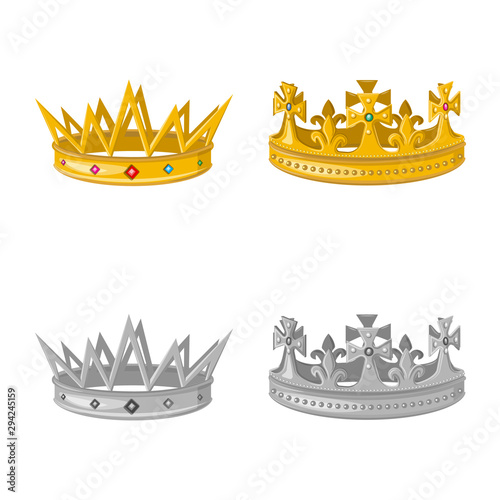 Vector illustration of medieval and nobility sign. Set of medieval and monarchy vector icon for stock.