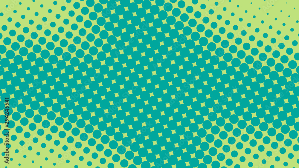 Fun green and turquoise pop art background with halftone dots in retro comic style, vector illustration eps10 Fun green and turquoise pop art background with halftone dots in retro comic style, vector illustration eps10