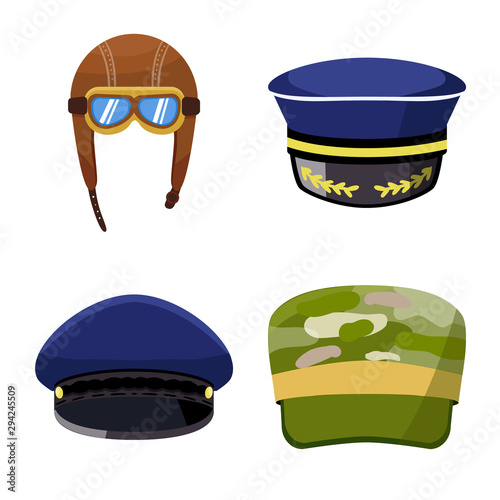 Isolated object of army and officer logo. Collection of army and soldier stock vector illustration.