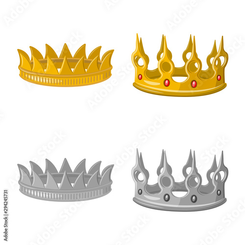 Vector design of medieval and nobility logo. Set of medieval and monarchy vector icon for stock.