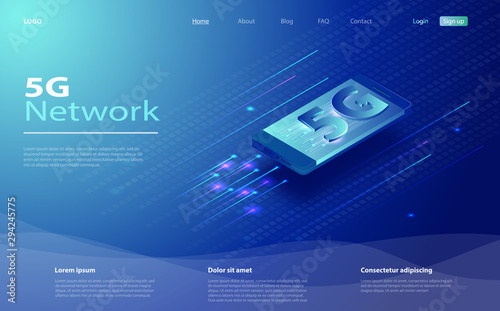 5g network technology in isometric vector illustration.