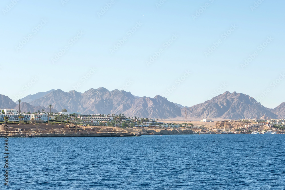 Red sea hotel resort Bay Akaba mountain landscape Egypt