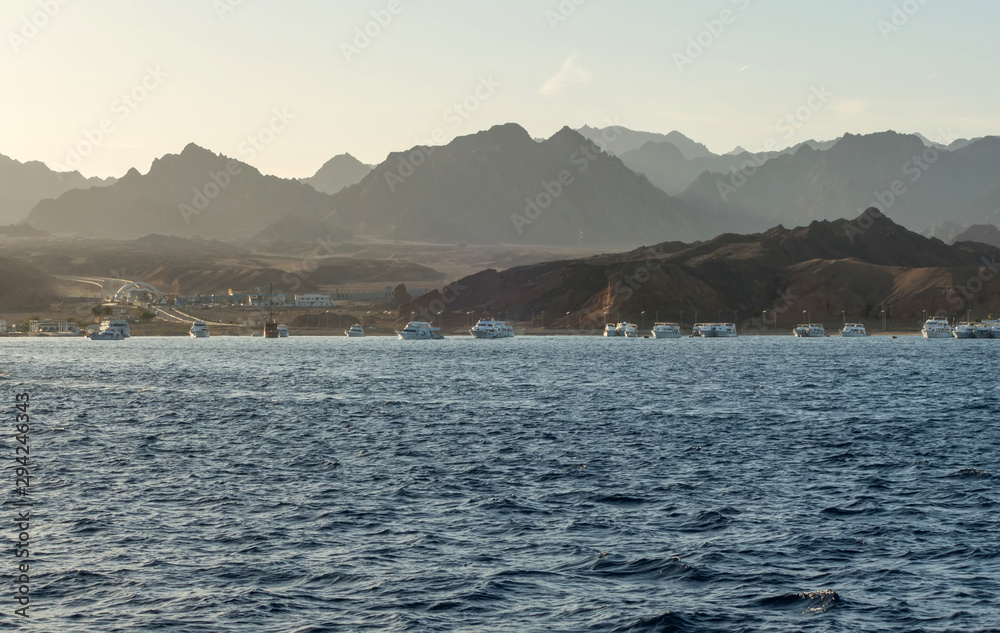 Red sea Sinai mountains sea panoramic landscape Sharm El Sheikh in Egypt Red sea Sinai mountains sea panoramic landscape Sharm El Sheikh in Egypt