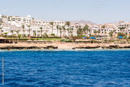 Red sea hotel resort Bay Akaba mountain landscape Egypt © Emoji Smileys People