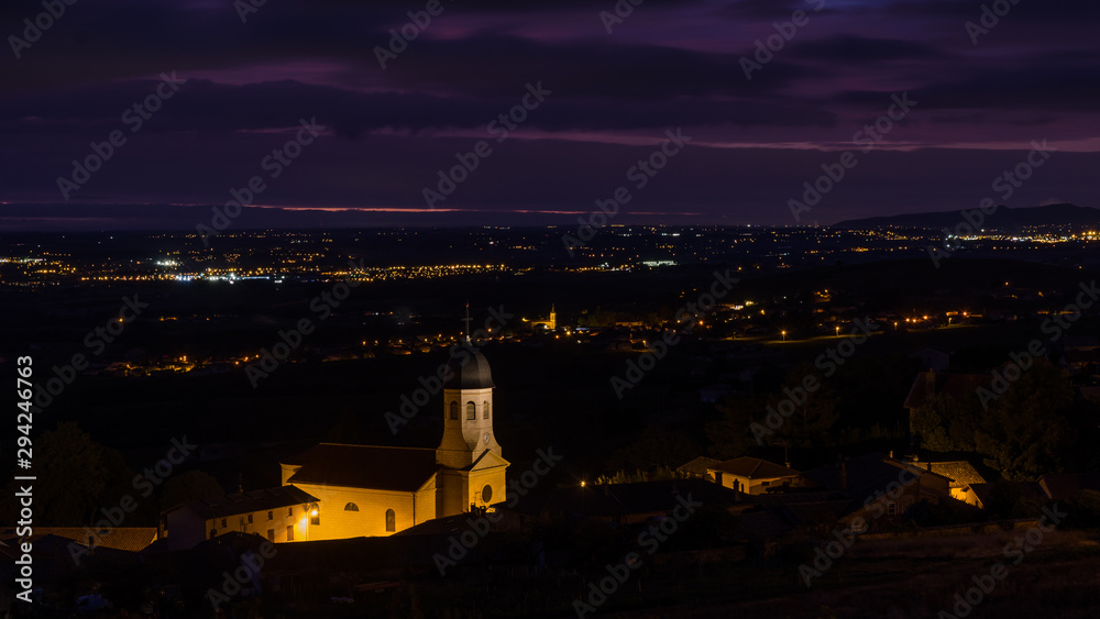 Beaujolais village of Chiroubles at dawn