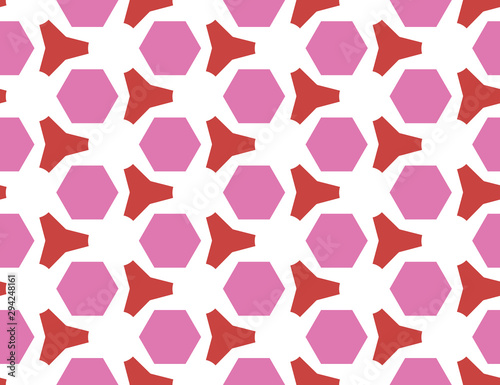 Vector seamless geometric pattern. In red, pink colors on white background.
