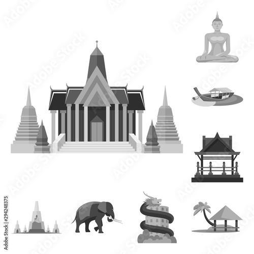 Vector illustration of traditional and tourism logo. Set of traditional and exotic stock vector illustration.