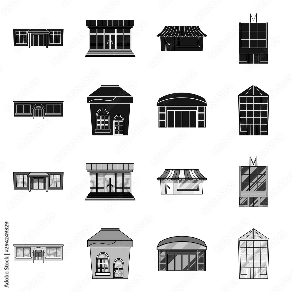 Vector design of supermarket and building icon. Collection of supermarket and local stock vector illustration.