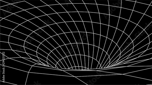 Tunnel or wormhole. Digital 3d wireframe tunnel. 3D tunnel grid. Network cyber technology. Surrealism. Background abstract vector image