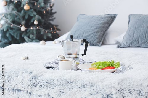 Tray with tasty breakfast i...