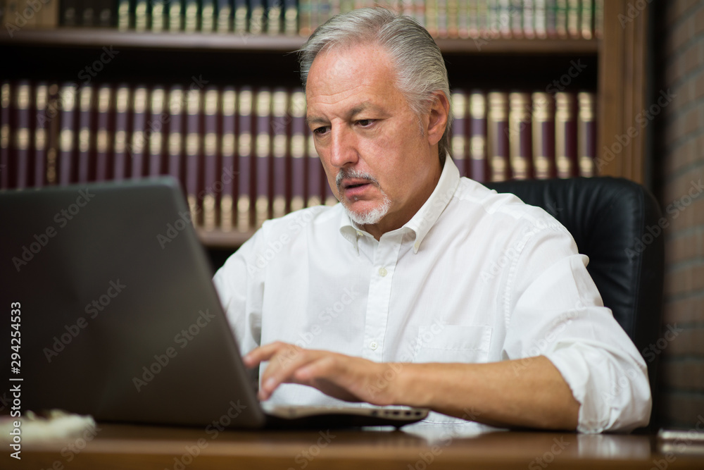 Business man using laptop in his studio Business man using laptop in his studio