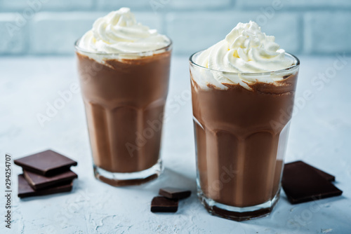 Dark hot chocolate with whipped cream