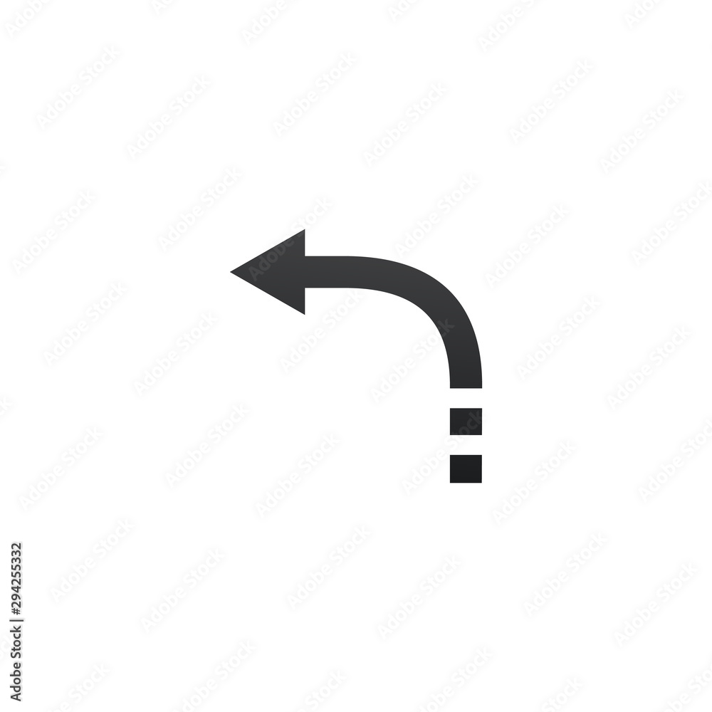 Arrow angle turning to left icon. Flat style design. vector illustration isolated on white background. Arrow angle turning to left icon. Flat style design. vector illustration isolated on white background.