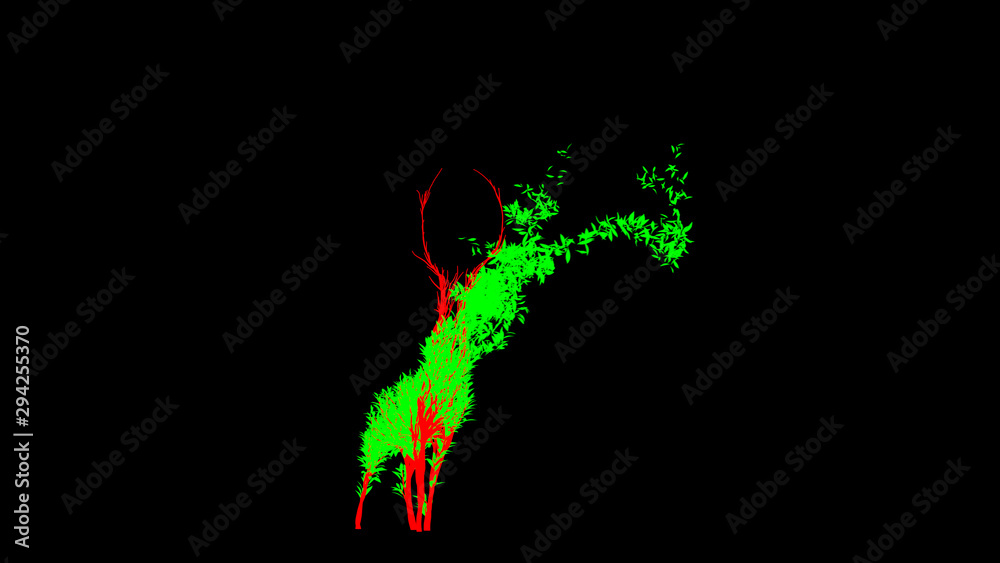 Fototapeta premium Growing Tree in a shape of a deer. Eco Concept. 3D rendering.