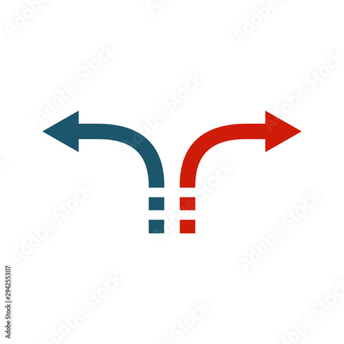 Decision Arrows in opposite direction. Stock vector illustration isolated on white background.
