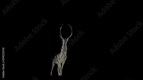 Growing Tree in a shape of a deer. Eco Concept. 3D rendering.