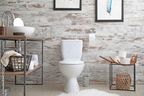 Interior of clean modern bathroom