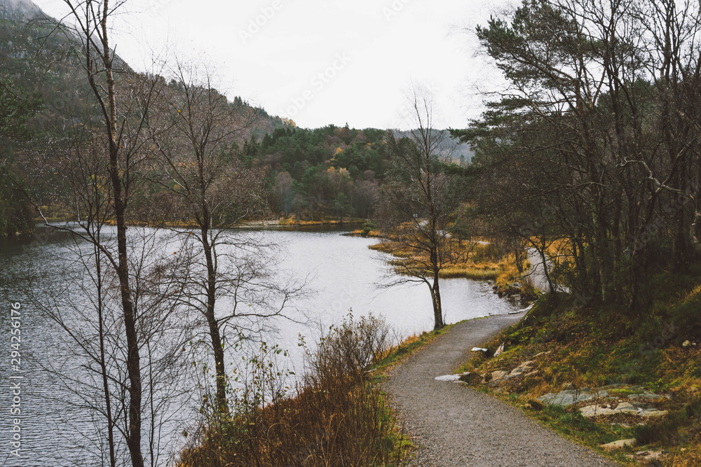 Norwegian landscape. Beautiful nature. Forest lake. Norwegian landscape. Beautiful nature. Forest lake.