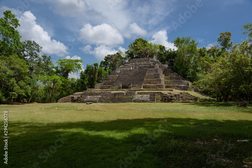 Jaguar Temple at Lamanai Archaeological Reserve, Orange Walk, Belize, Central America. photo